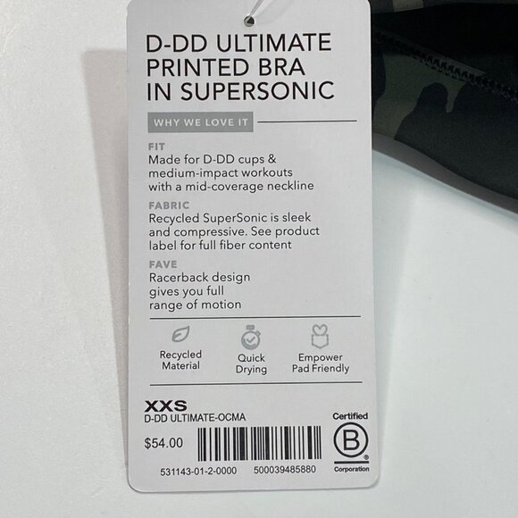 NWT Athleta Racer Back Sports Bra Green Camo Print Women's Size XXS - Picture 5 of 5